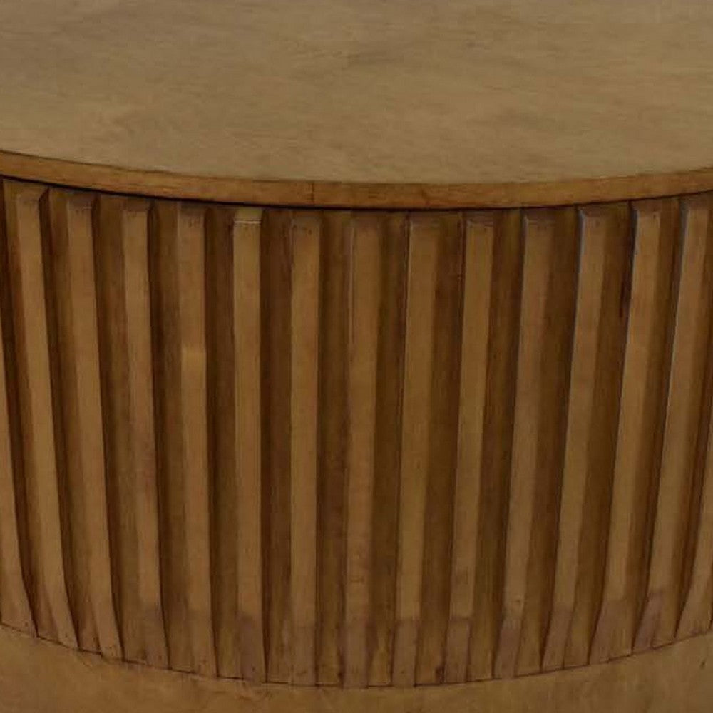 Modern Storage Coffee Table | 31’’ Round Lift Top | Dark Brown Wood BM334843