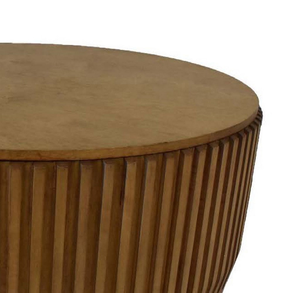 Modern Storage Coffee Table | 31’’ Round Lift Top | Dark Brown Wood BM334843