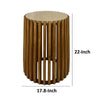 Gexy Side End Table | 18’’ Marble Top | Slatted Drum Base | Brown BM334845