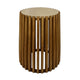 Gexy Side End Table | 18" Marble Top | Slatted Drum Base | Brown
