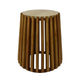 Gexy Side End Table | 16" Marble Top | Slatted Drum Base | Brown