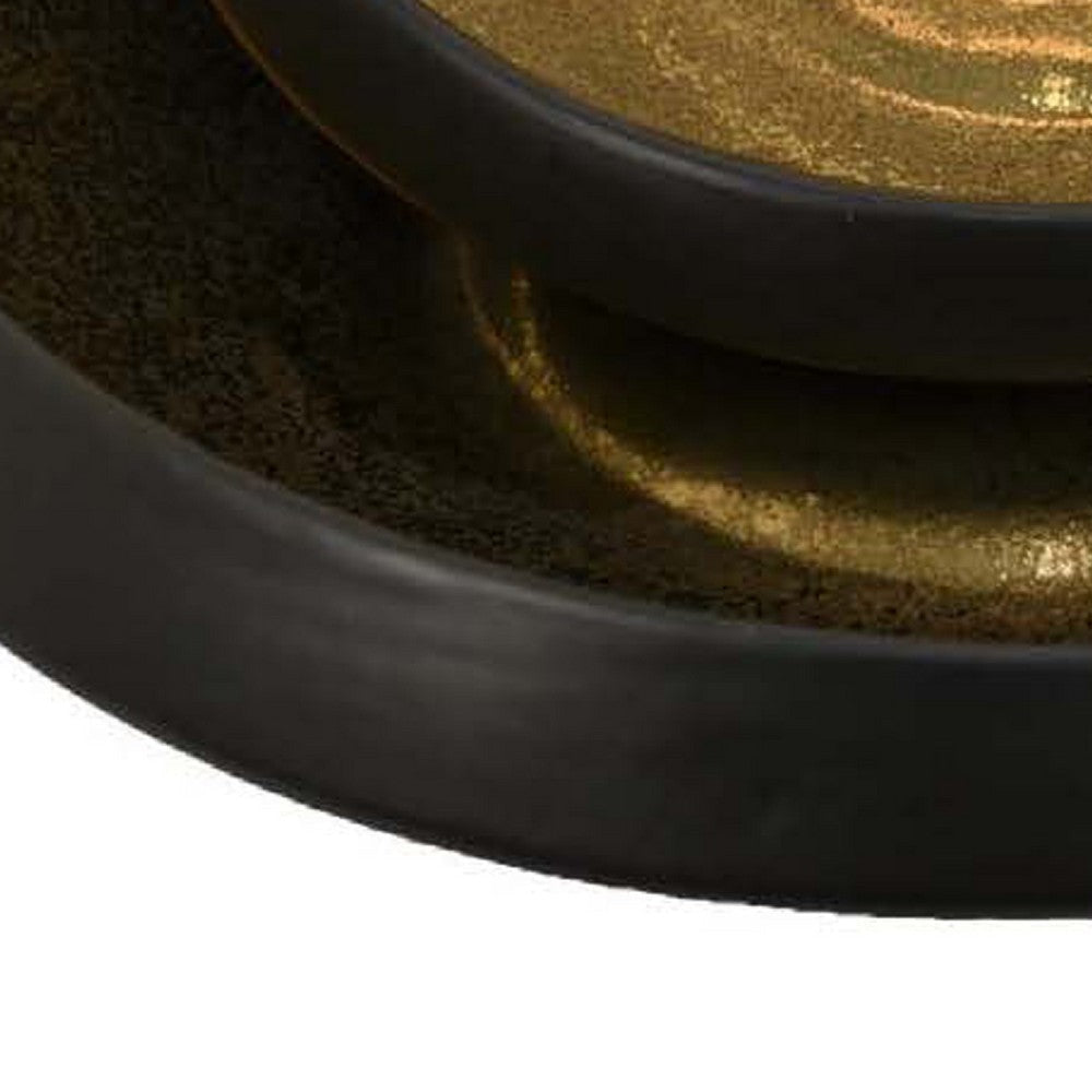 Rema Decorative Tabletop Bowls Set of 2 | Modern Gold Black Ceramic