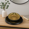 Rema Decorative Tabletop Bowls Set of 2 | Modern Gold Black Ceramic