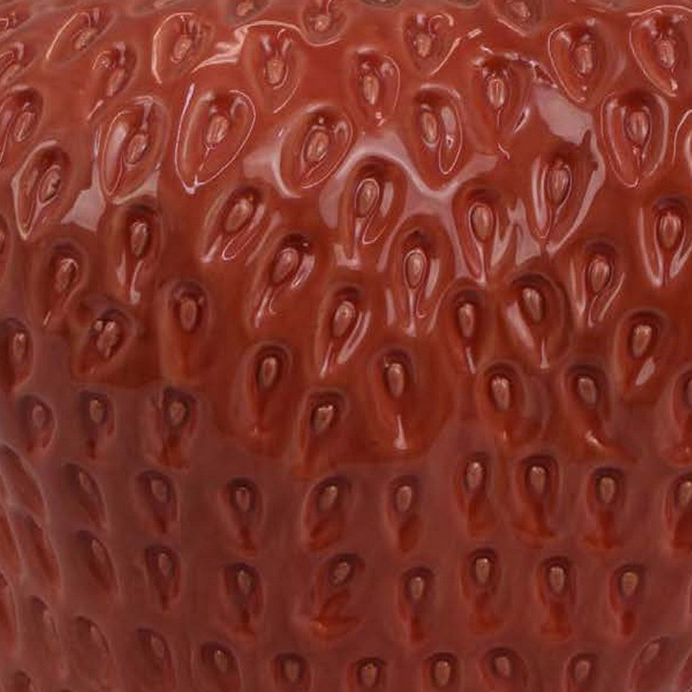 Kema Decorative Flower Vase | Strawberry Accent | 13’’ Red Ceramic BM334853