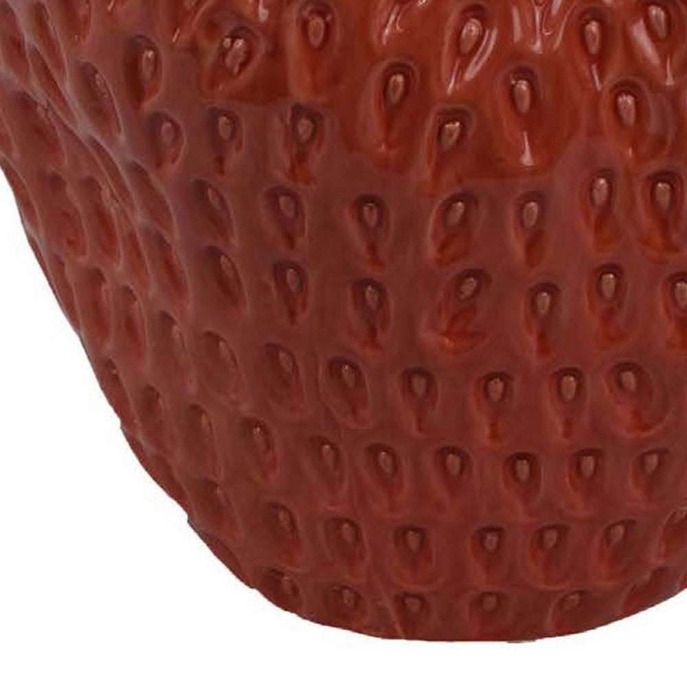 Kema Decorative Flower Vase | Strawberry Accent | 13’’ Red Ceramic BM334853