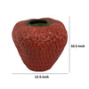Kema Decorative Flower Vase | Strawberry Accent | 13’’ Red Ceramic BM334853