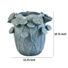Ro Decorative Vase | Textured Lotus Accents | Blue Ceramic 12’’