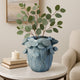 Ro Decorative Vase | Textured Lotus Accents | Blue Ceramic 12"