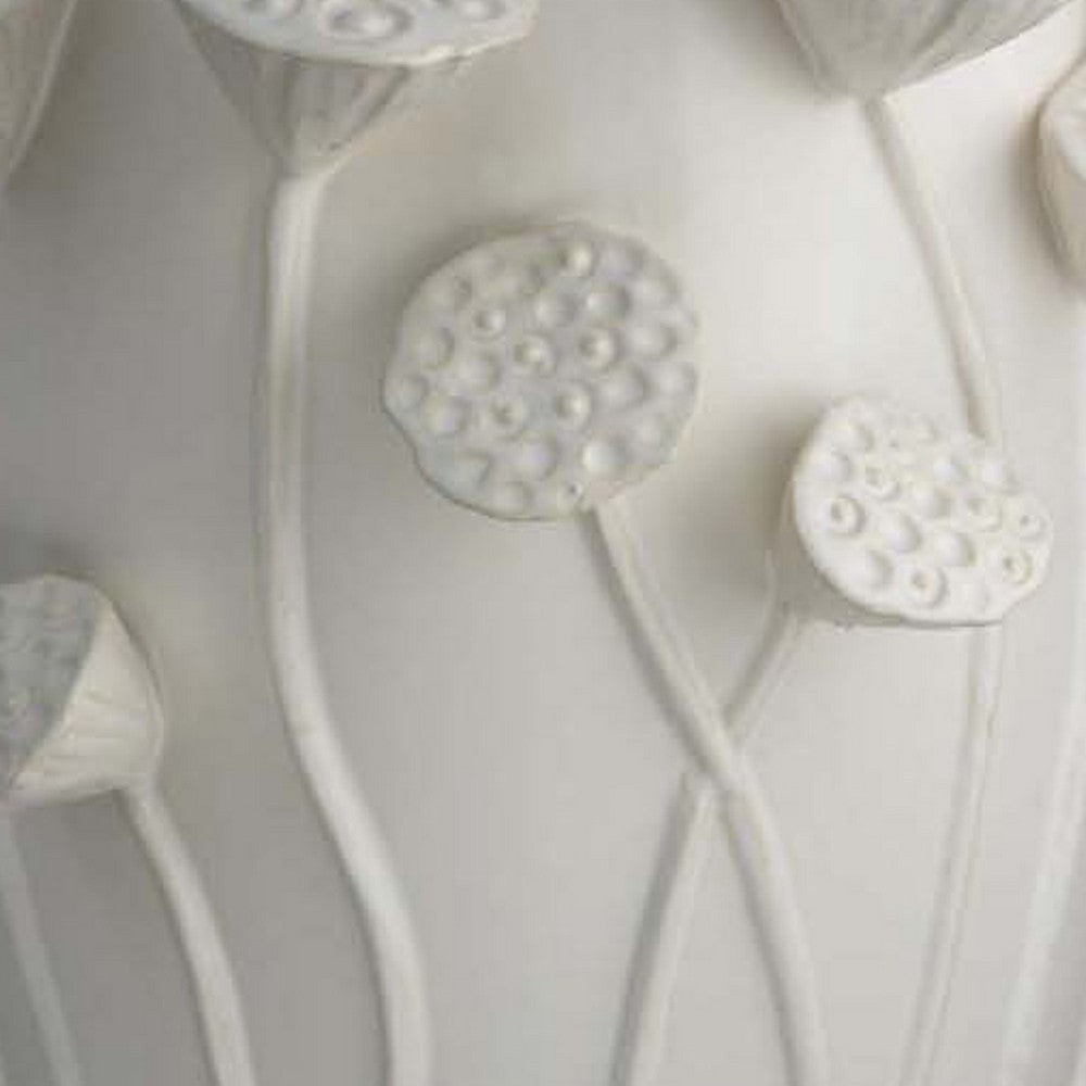 Ro Decorative Vase | Textured Lotus Accents | White Ceramic 16’’