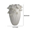 Ro Decorative Vase | Textured Lotus Accents | White Ceramic 16’’
