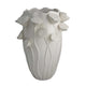 Ro Decorative Vase | Textured Lotus Accents | White Ceramic 16"