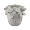 Ro Decorative Vase | Textured Lotus Accents | White Ceramic 12"