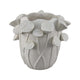 Ro Decorative Vase | Textured Lotus Accents | White Ceramic 12"