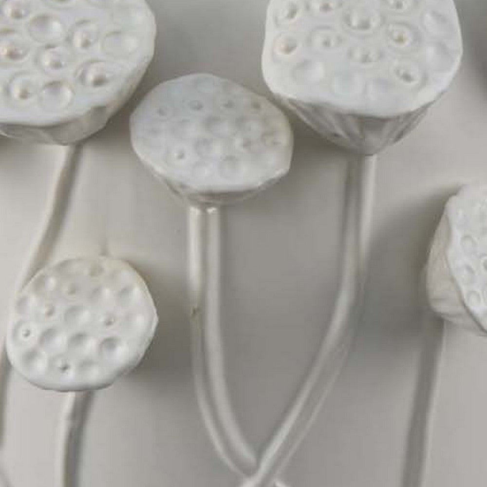 Ro Decorative Vase | Textured Lotus Accents | White Ceramic 12’’