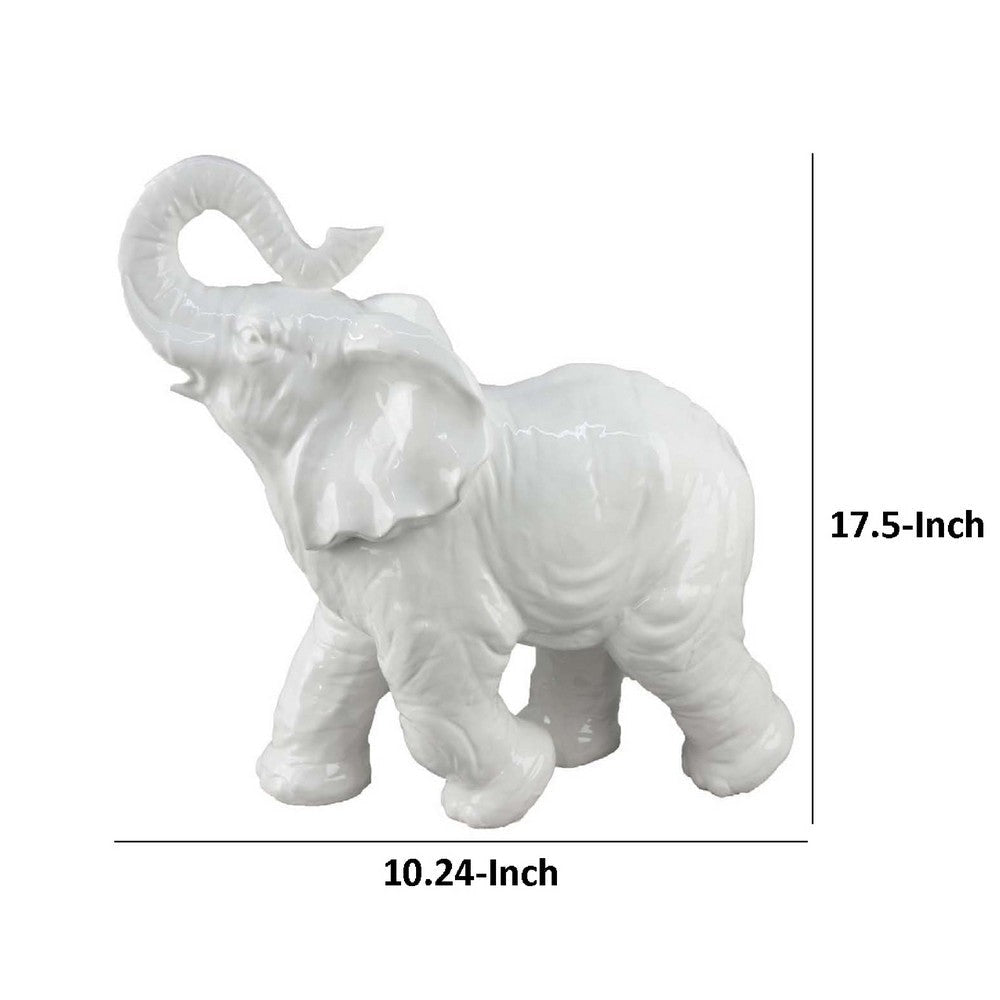 Accent Table Decoration | Elephant Design | 18’’ White Ceramic Body BM334867