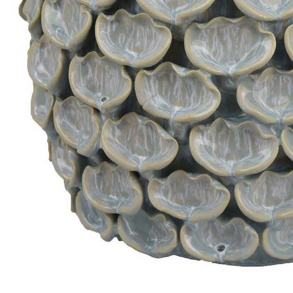 Decorative Textured Planter | Seashell Style 12’’ Gray Ceramic Body BM334868
