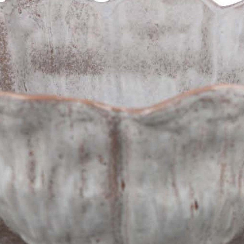 Bobo Decorative Bowl | Floral Design | 17’’ White Ceramic