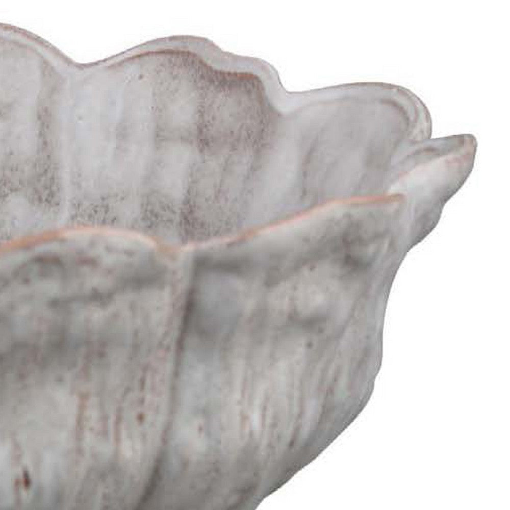 Bobo Decorative Bowl | Floral Design | 17’’ White Ceramic