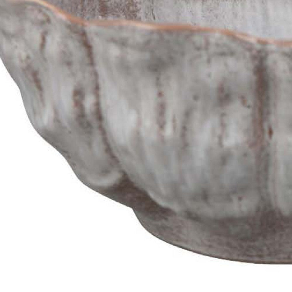 Bobo Decorative Bowl | Floral Design | 17’’ White Ceramic