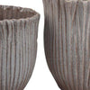 Decorative Planter Set of 2 | Ribbed Texture Gray Ceramic Body BM334872