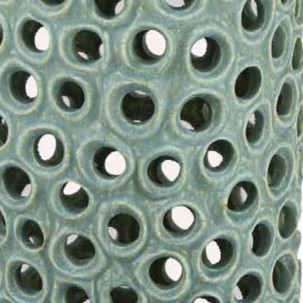 Kolo Decorative Vase | Perforated Design | 25’’ Green Ceramic Body BM334874