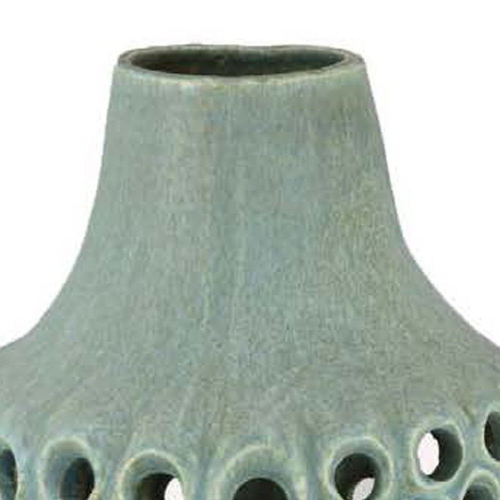 Kolo Decorative Vase | Perforated Design | 25’’ Green Ceramic Body BM334874