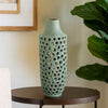 Kolo Decorative Vase | Perforated Design | 25" Green Ceramic Body