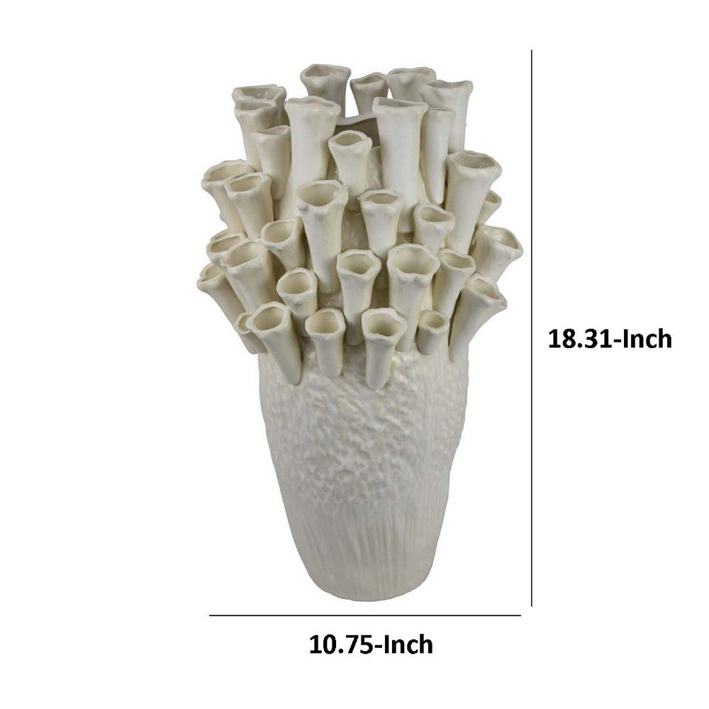 Cior Decorative Vase | Coral Shape Design | 18’’ White Ceramic Body BM334880