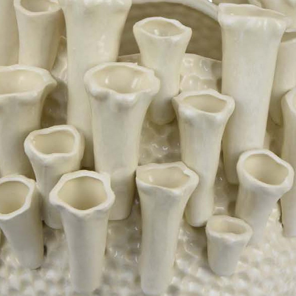 Cior Decorative Vase | Coral Shape Design | 11’’ White Ceramic Body BM334881