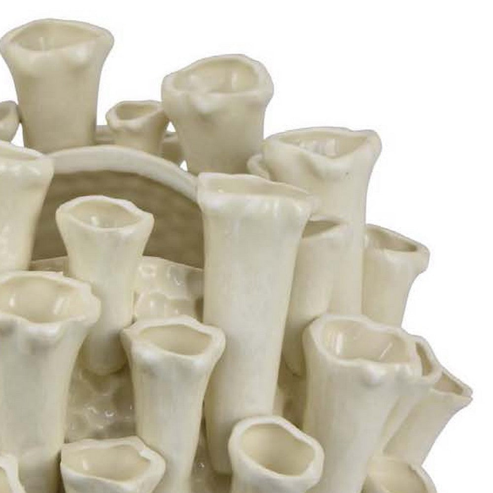 Cior Decorative Vase | Coral Shape Design | 11’’ White Ceramic Body BM334881