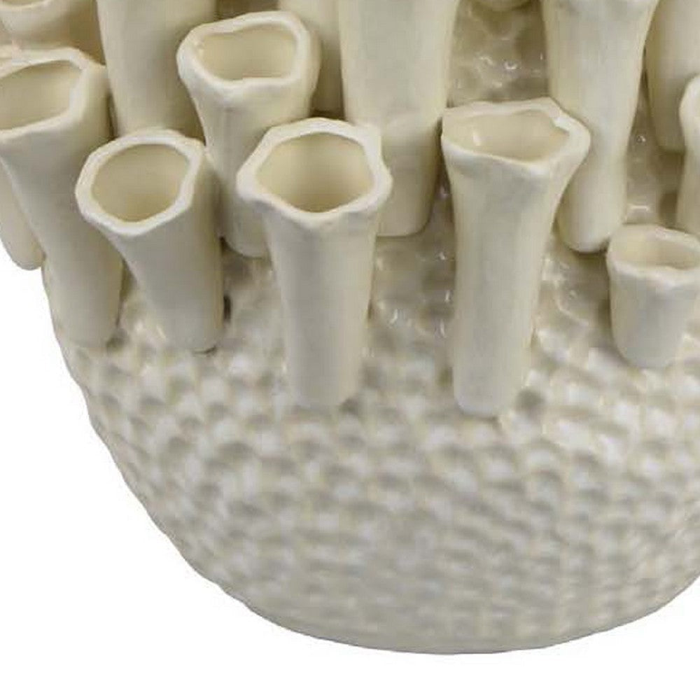 Cior Decorative Vase | Coral Shape Design | 11’’ White Ceramic Body BM334881