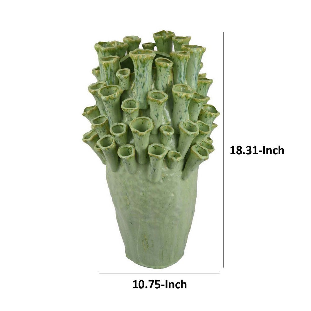 Cior Decorative Vase | Coral Shape Design | 18’’ Green Ceramic Body BM334884