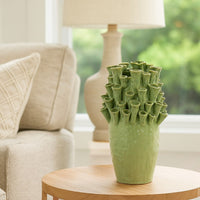 Cior Decorative Vase | Coral Shape Design | 18" Green Ceramic Body