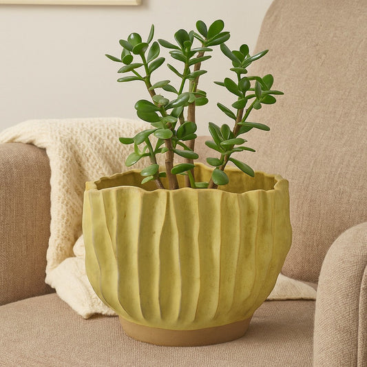 Esam Decorative Planter | Textured Ceramic | 19" Yellowish Green