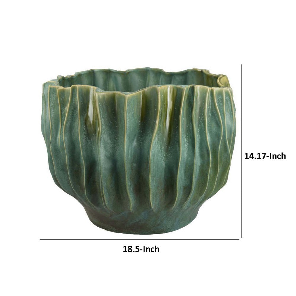 Esam Decorative Planter | Textured Ceramic Body | 19’’ Dark Blue BM334888