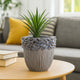 Decorative Planter | 13" Ribbed Seashell Design | Purple Ceramic