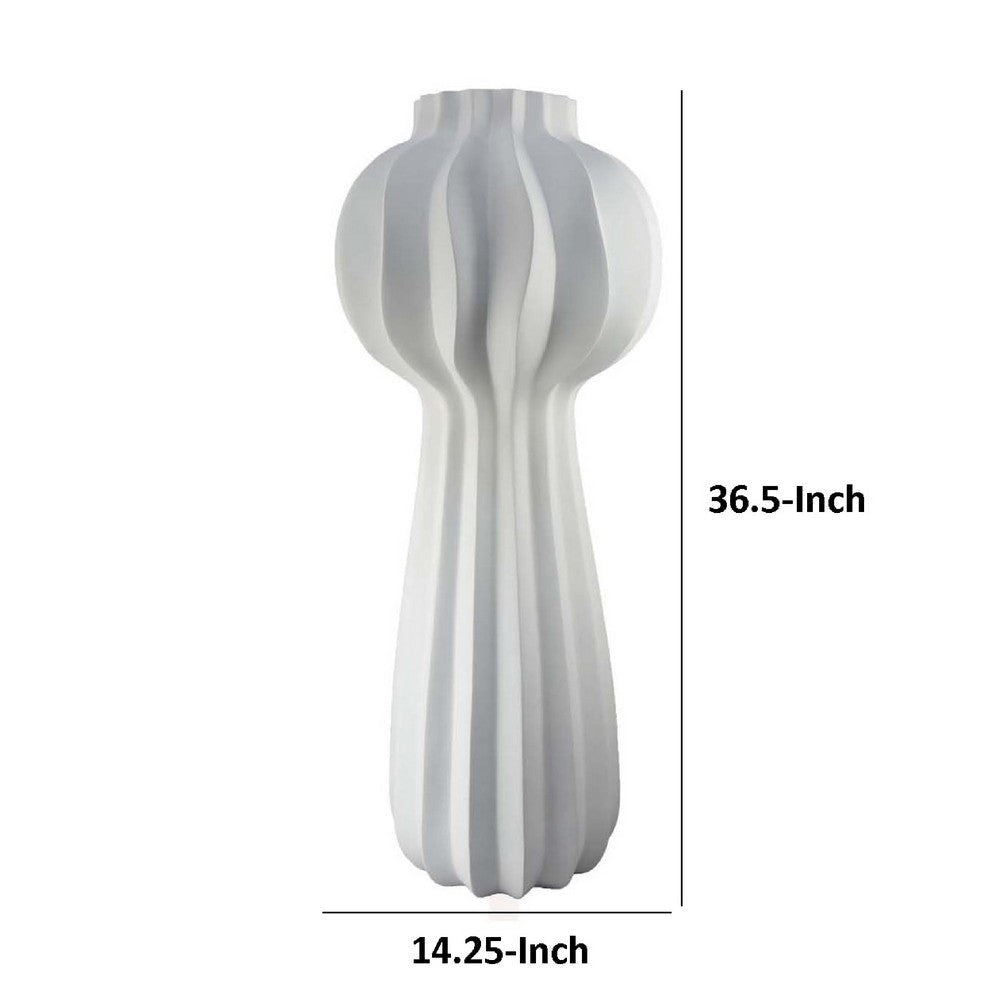 Samo Decorative Vase | Textured Body w Bulb Top | 37’’ White Resin BM334892