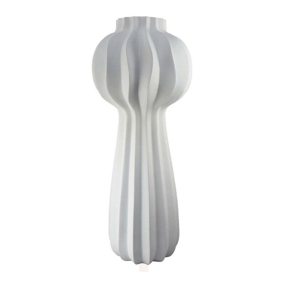 Samo Decorative Vase | Textured Body w Bulb Top | 37" White Resin