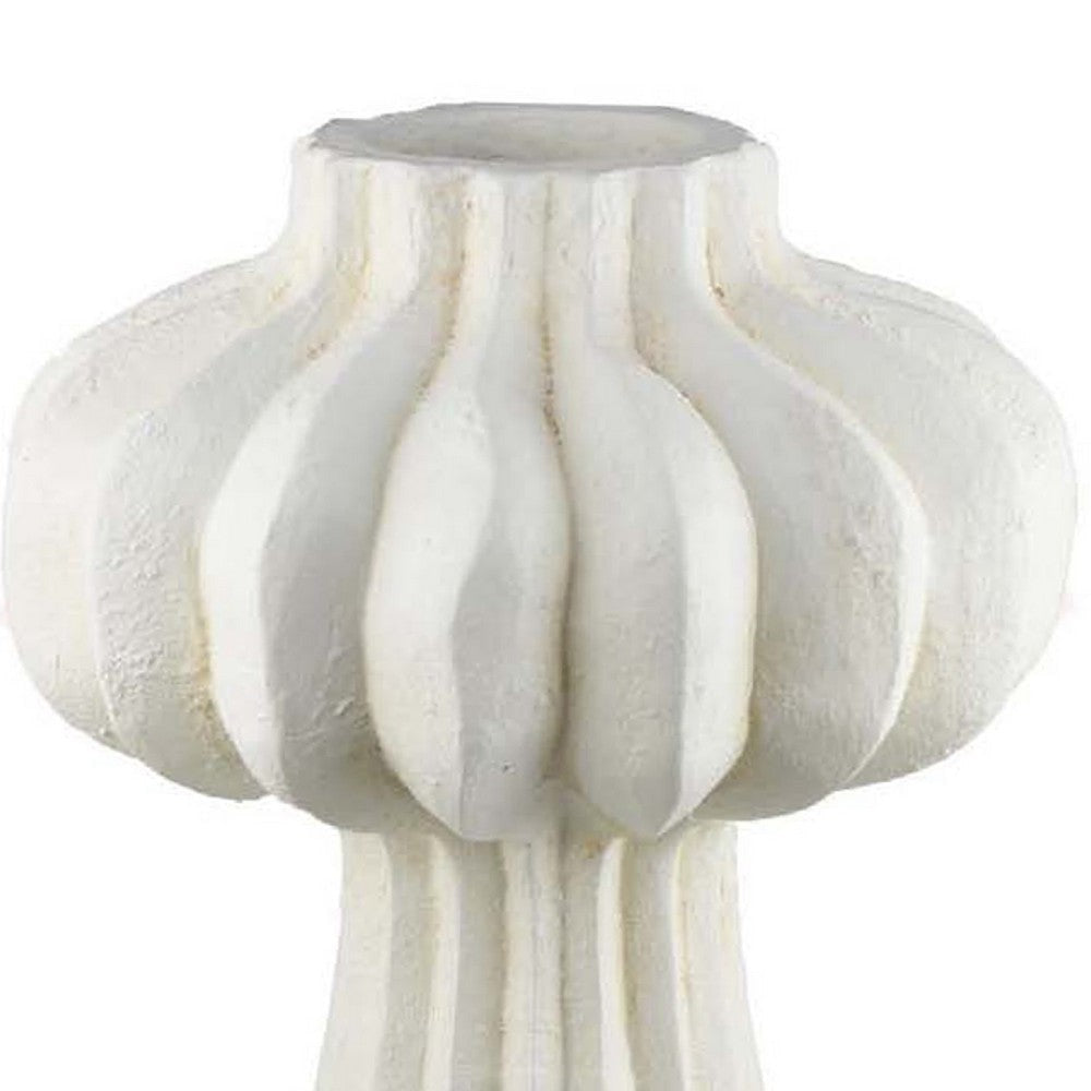 Samo Decorative Vase | Textured Body | Bulb Accent | 18’’ White Resin BM334893