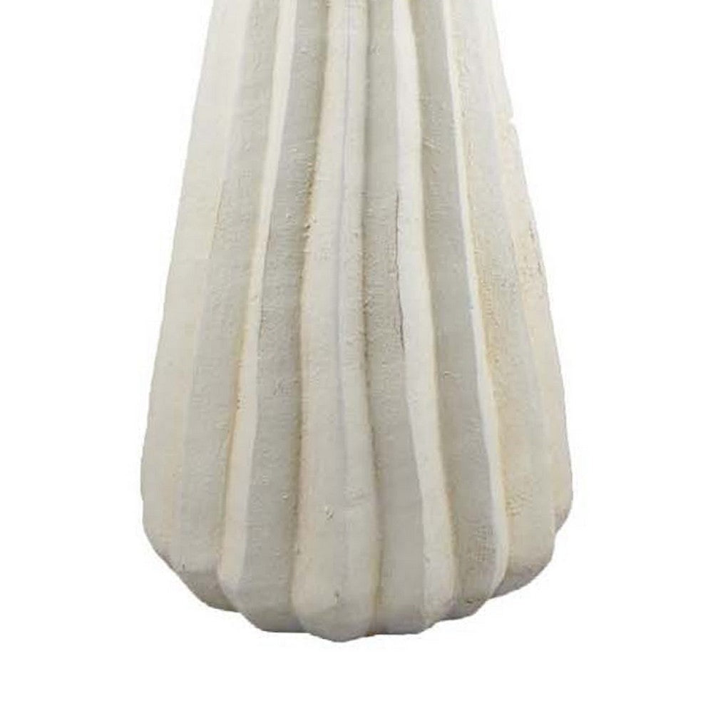 Samo Decorative Vase | Textured Body | Bulb Accent | 18’’ White Resin BM334893
