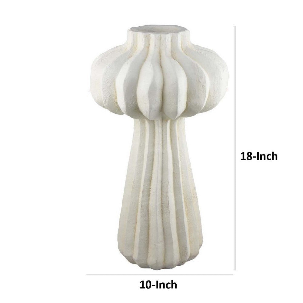 Samo Decorative Vase | Textured Body | Bulb Accent | 18’’ White Resin BM334893