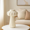 Samo Decorative Vase | Textured Body | Bulb Accent | 18" White Resin