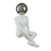 Accent Decor Statuette | 14" White Resin Body | Sitting Astronaut