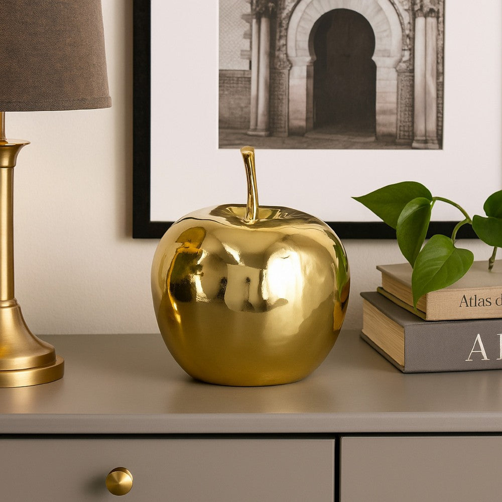 Masu Tabletop Accent Decor | 16" Apple Design | Gold Resin Body
