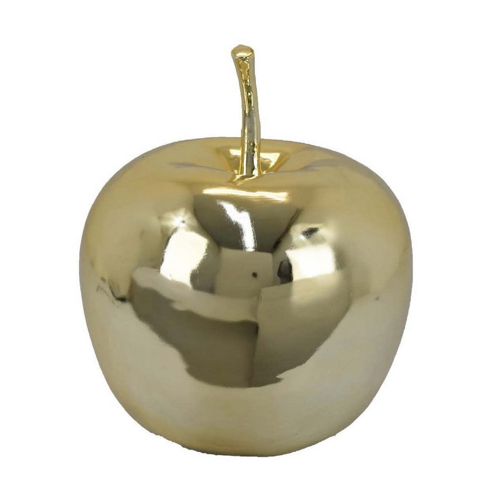 Masu Tabletop Accent Decor | 16" Apple Design | Gold Resin Body