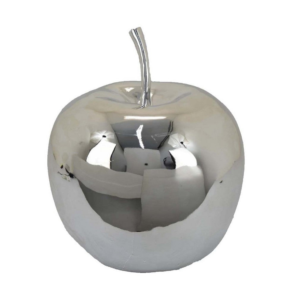 Masu Tabletop Accent Decor | 16" Apple Design | Silver Resin Body
