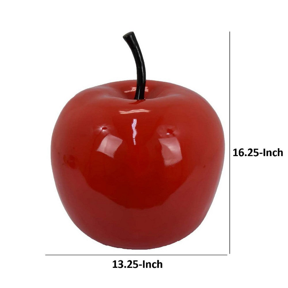 Masu Tabletop Accent Decor | 16’’ Apple Design Glossy Red Resin Body
