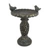 Niam Bird Bath Sculpture | 26" Dark Gray Resin | Scrolled Details