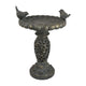Niam Bird Bath Sculpture | 26" Dark Gray Resin | Scrolled Details