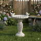 Niam Bird Bath Sculpture | 26" Weathered White Scrolled Resin